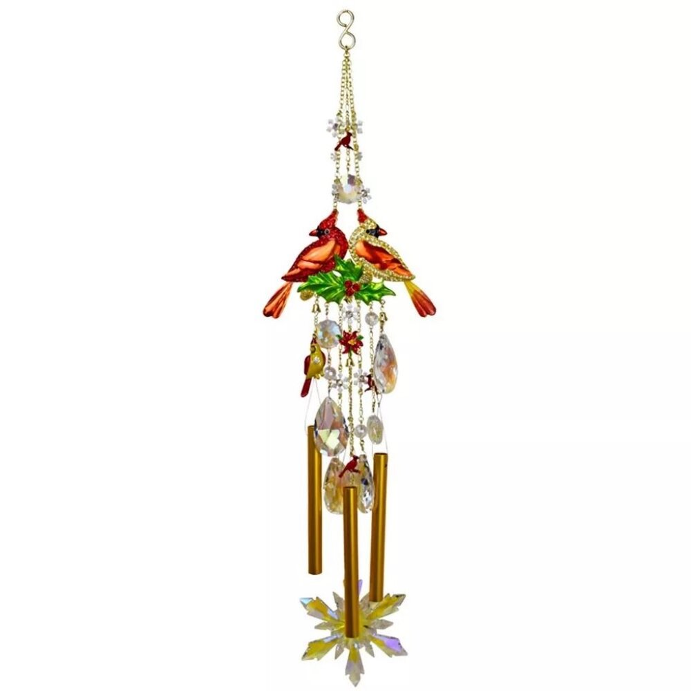 Kirks Folly Cardinal Memories Wind Chime With Removeable Snowflake Shimmer